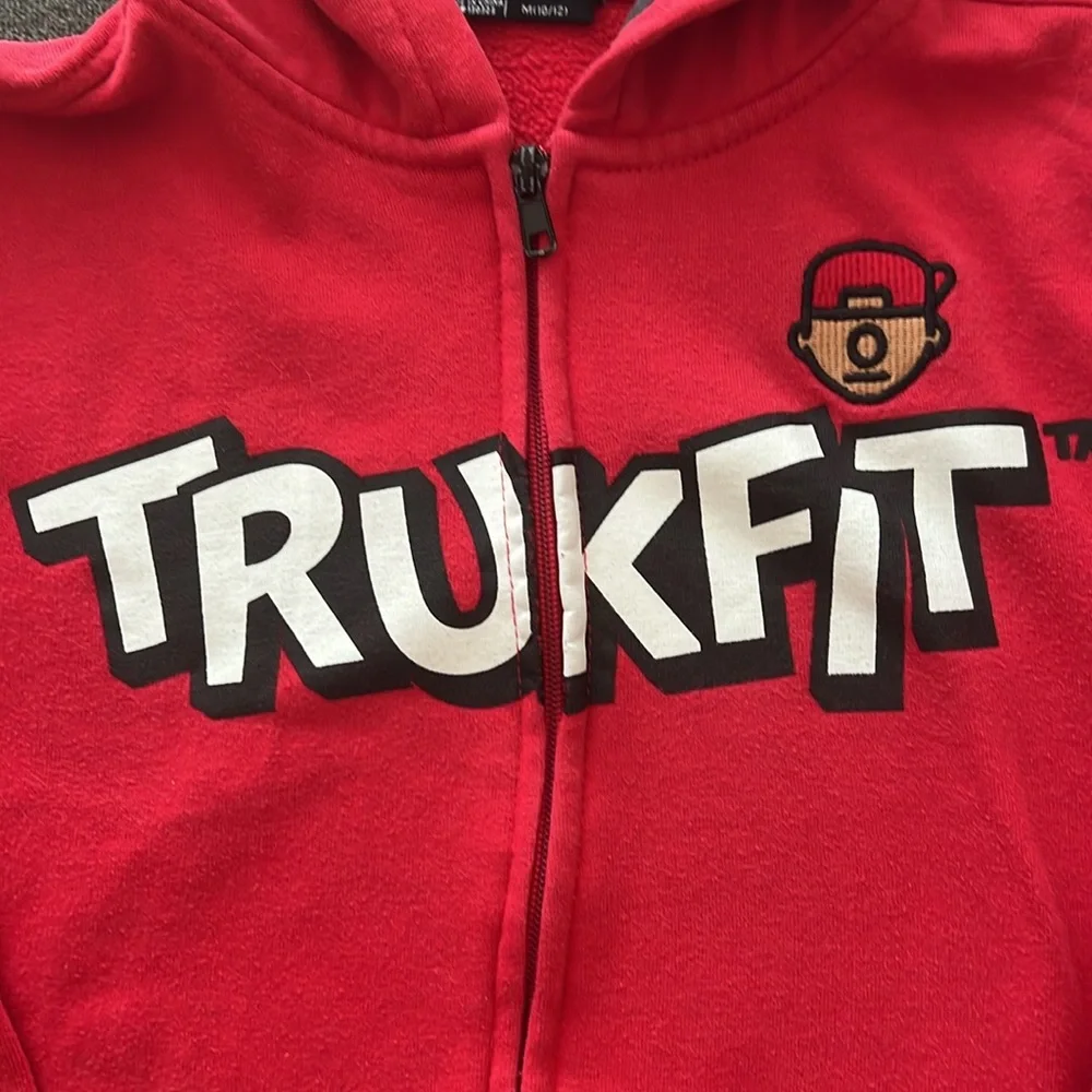 Red TRUKFIT zip up hoodie. Youth M (10/12)
